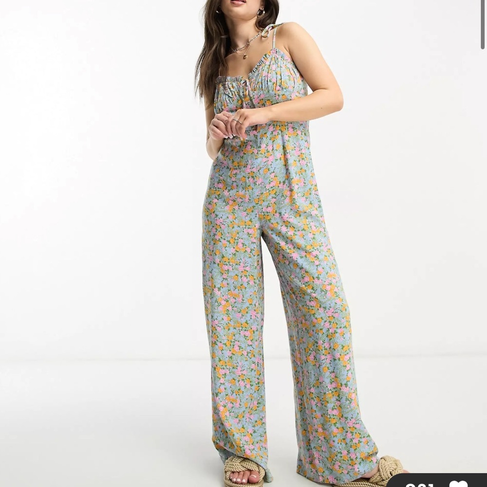 ASOS petite wide leg floral jumpsuit